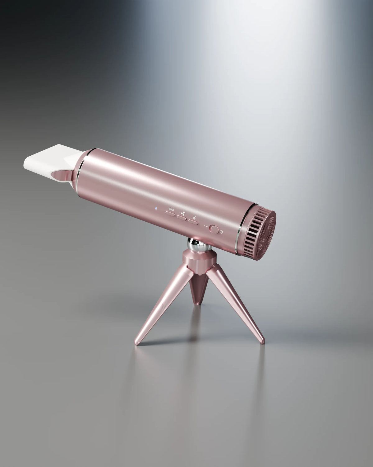 LeLunar HandsFreeDryer on its tripod, Sunset Rose studio shot