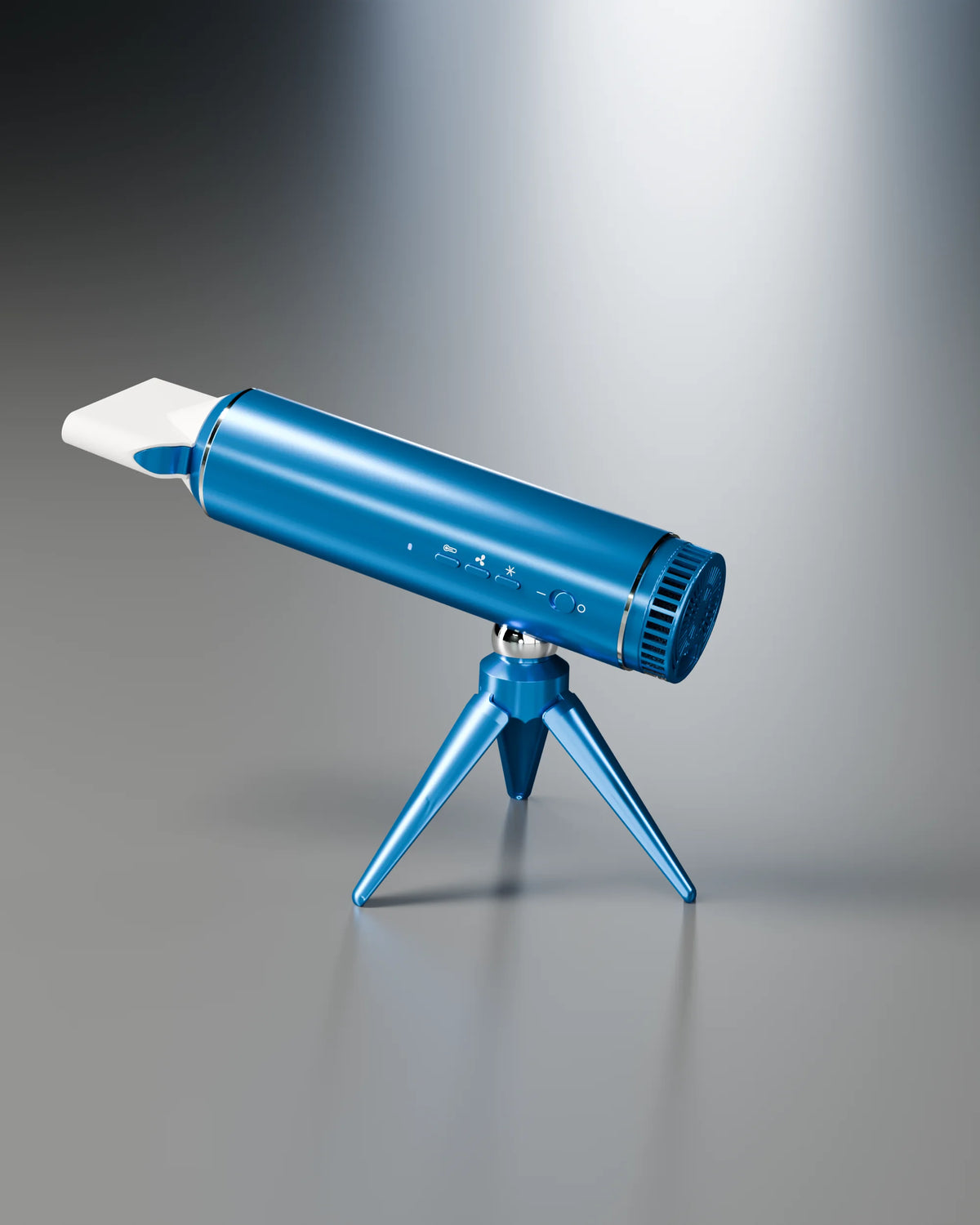 LUNAR hands-free hair dryer on tripod stand, Bondi Blue studio shot — LeLunar